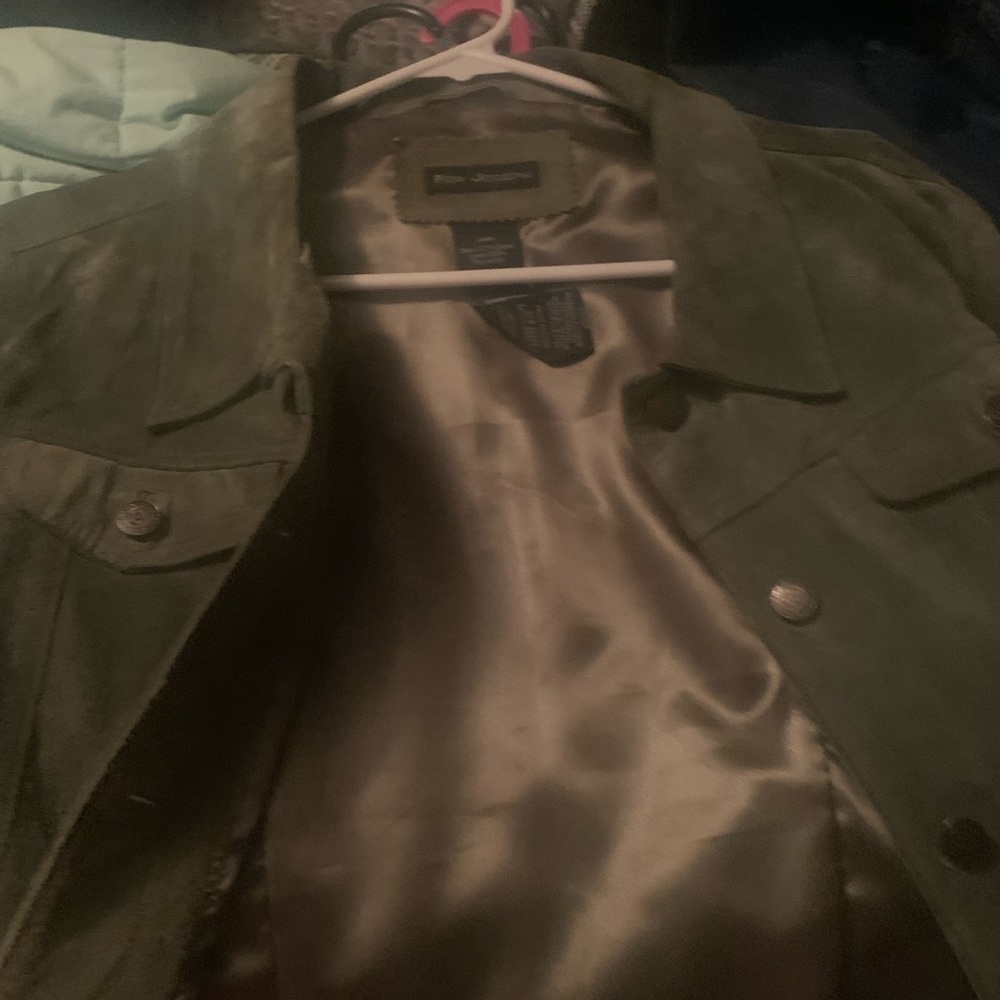Green suede leather jacket Large